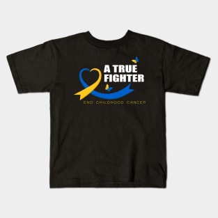 A True Fighter Childhood Cancer Awareness Kids T-Shirt